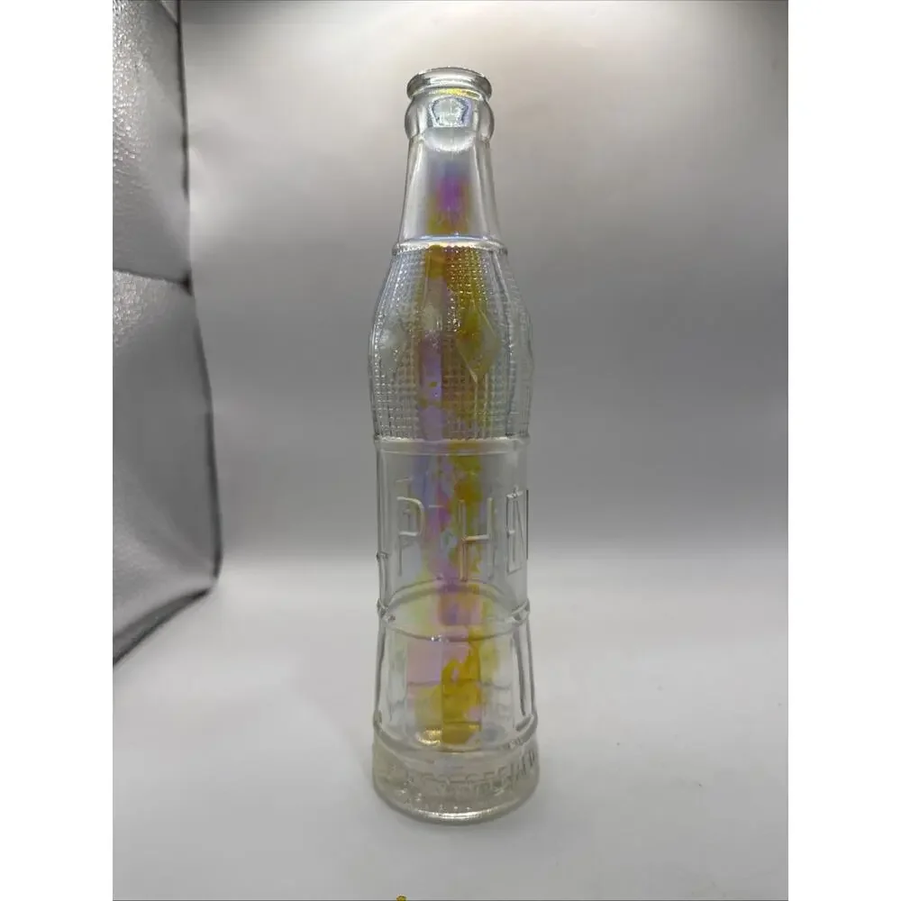Antique Chero-Cola Embossed Glass Soda Bottle Iridescent Rainbow Textured
